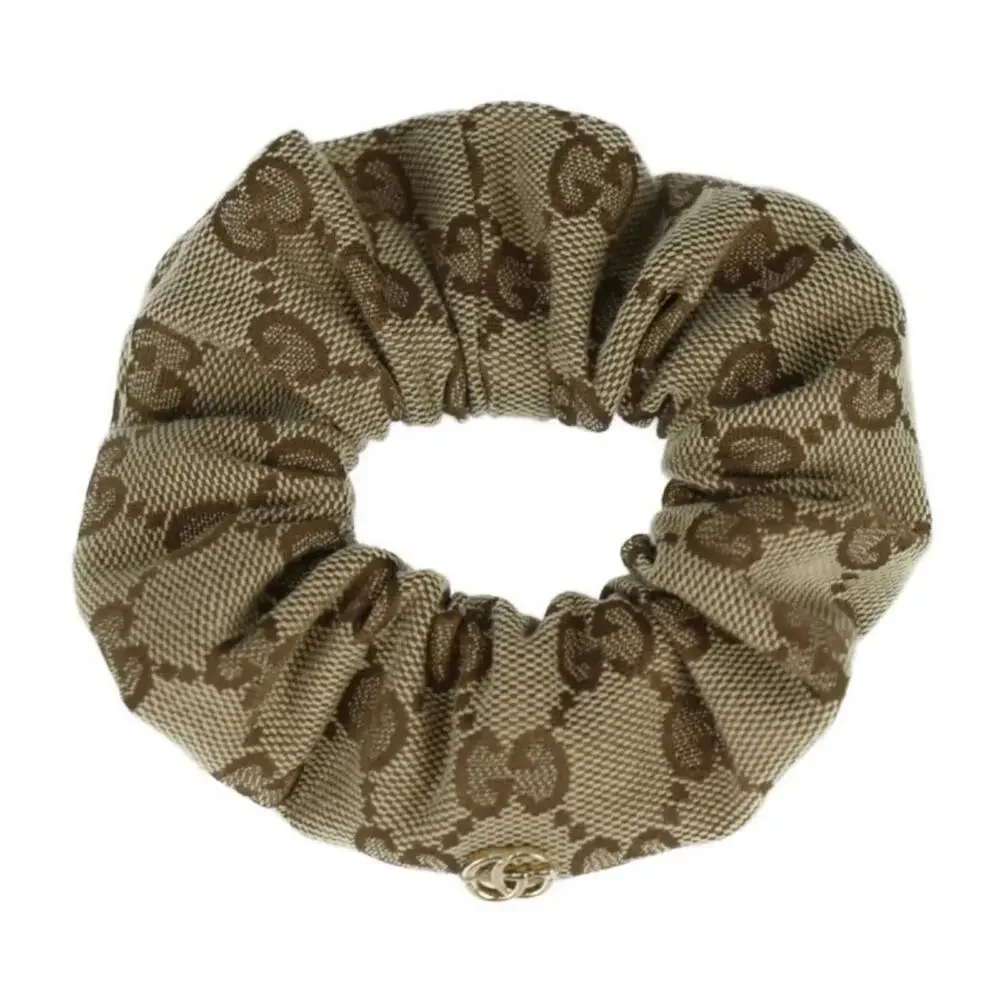 GUCCI GG Logo Canvas Scrunchie Hair Tie Accessory Beige Designer Chouchou LTD